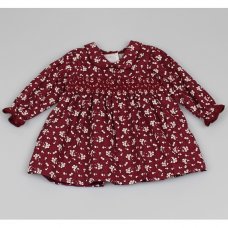 M3501: Baby Girls Cotton Lined All Over Print Dress With Smocking (12-24 Months)